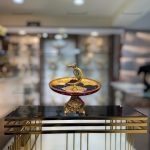 شیرینیخوری طلاکوب دوپوسته هارتز قرمز با کریستال دوپوسته و طلاکاری ۱۲ عیار
