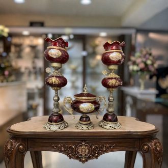 ست شمعدان لب چین فیتیله و شکلات خوری مدل 255232 زرشکی