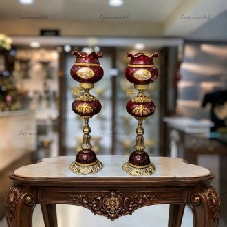 شمعدان لب چین فیتیله مدل 232 زرشکی