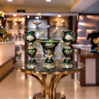 ست شمعدان لب چین فیتیله و میوه‌خوری المپیک مدل 211281 سبز